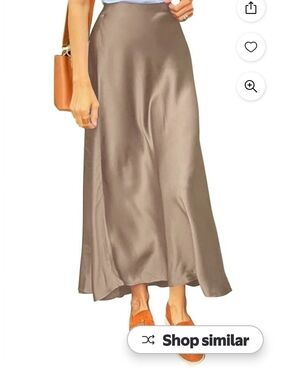 Satin Bias-Cut Maxi Skirt in Taupe